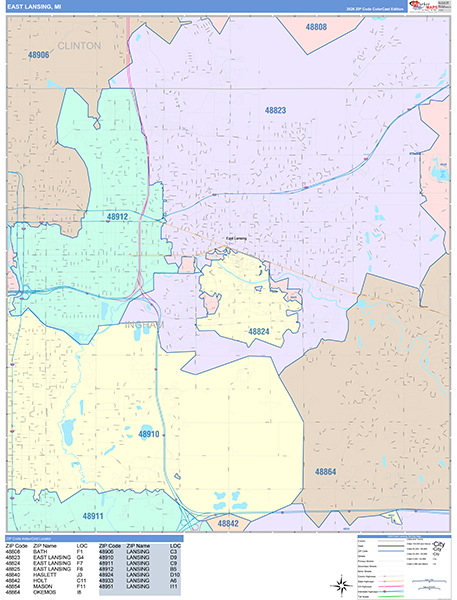 East Lansing Wall Map